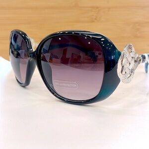 Brand New Round Oversized Teal Sunglasses Purple Fade Lens Celtic Knot